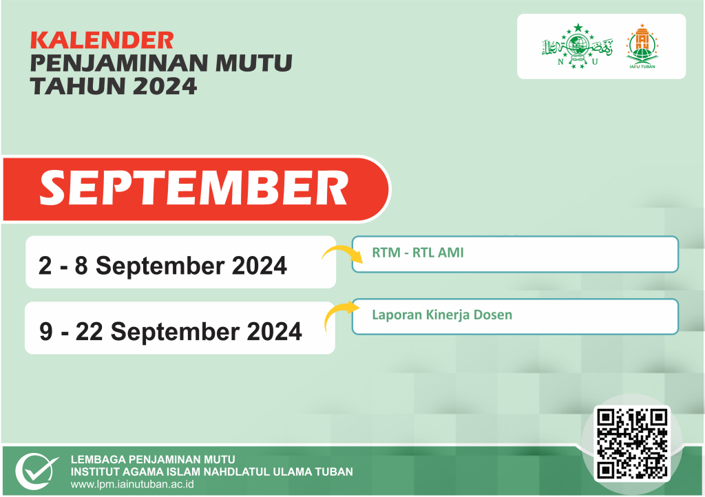 Kalender Mutu LPM IAINU Tuban 2024 - LPM IAINU TUBAN